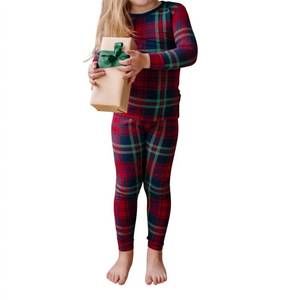NEW KICKEE print long sleeve pajama set in peacock plaid